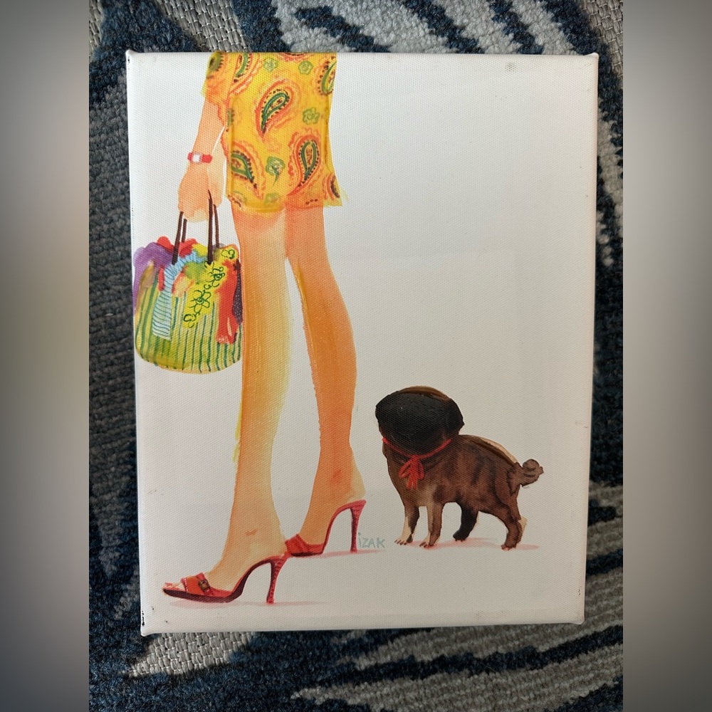 🔥Buy Now Priced* At Home 2016 Izak Woman & Dog Stretched Canvas Decor